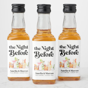 Étiquettes Pour Bouteilles De Liqueur La Nuit Avant le Dîner de Répétition du Couple Rét