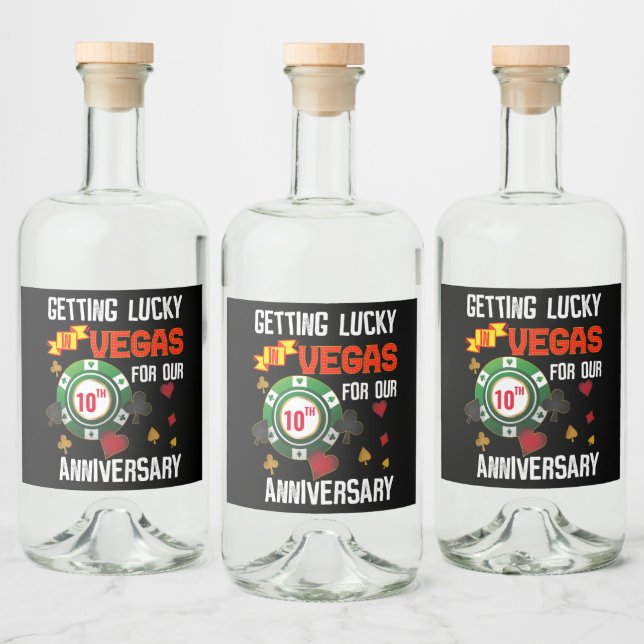 Étiquettes Pour Bouteilles De Liqueur Las Vegas Anniversaire Lucky Couple Correspondance (Bouteilles)