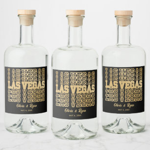 Étiquettes Pour Bouteilles De Liqueur Las Vegas Glam Mariage Personnalisé Or & Noir