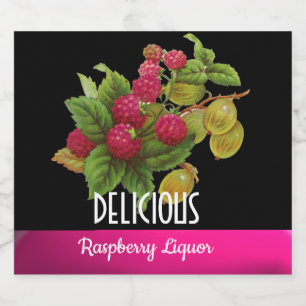 Étiquettes Pour Bouteilles De Liqueur Les FRUITS de la SAISON, liqueur de framboise de