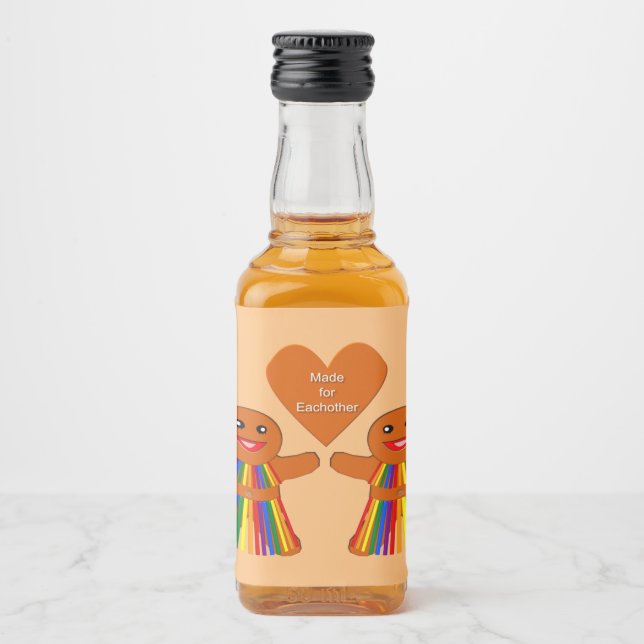 Étiquettes Pour Bouteilles De Liqueur Lesbienne Noël pain d'épices Couple dames (Devant)