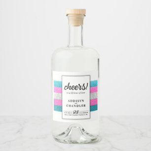 Étiquettes Pour Bouteilles De Liqueur LGBTQ Trans Chic Moderne Mariage blanc Parties sci