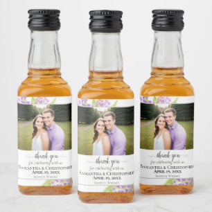 Étiquettes Pour Bouteilles De Liqueur Lilas Rustiques Fleurs Mariage Remerciement Photo