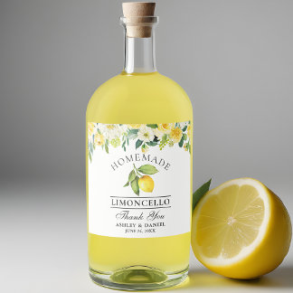 Étiquettes Pour Bouteilles De Liqueur Limoncello Aquarelle Lémon Floral