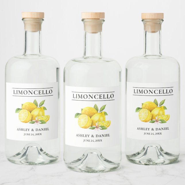 Étiquettes Pour Bouteilles De Liqueur Limoncello de citrons d'aquarelle (Bouteilles)