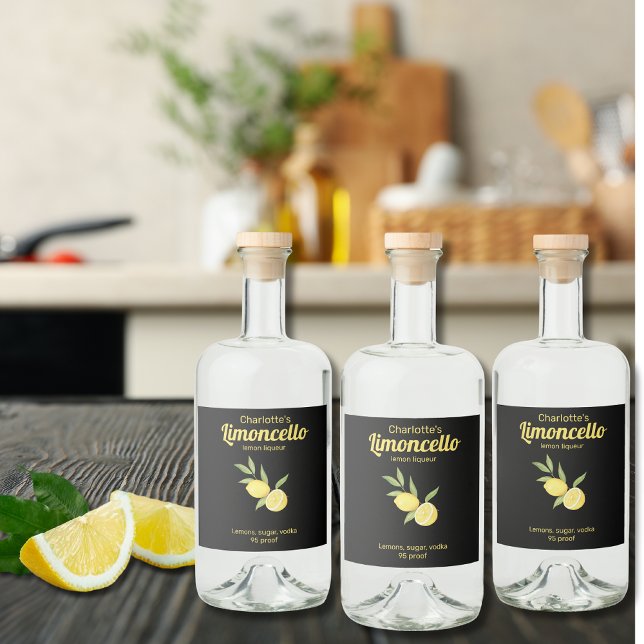 Étiquettes Pour Bouteilles De Liqueur Limoncello liqueur au citron fait maison (Créateur téléchargé)