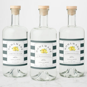Étiquettes Pour Bouteilles De Liqueur Limoncello moderne Rustique Emerald Green Stripe
