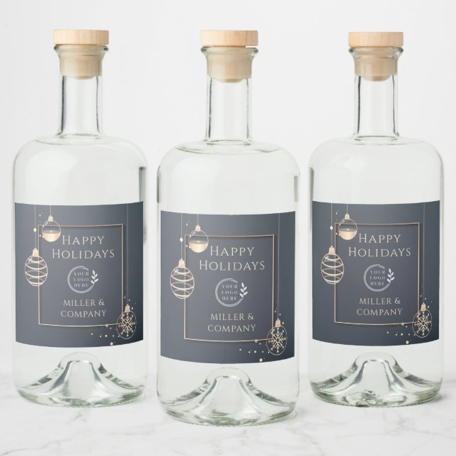 Étiquettes Pour Bouteilles De Liqueur Logo Joyeuses Fêtes Noël Entreprise Moderne (Bouteilles)