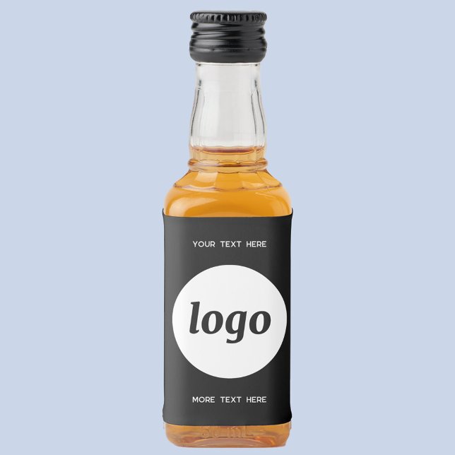 Étiquettes Pour Bouteilles De Liqueur Logo Simple Avec Texte Professionnel Promotionnel (Simple logo with custom text promotional business branding mini liquor bottle label)