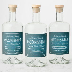 Étiquettes Pour Bouteilles De Liqueur Lune Turquoise et blanche