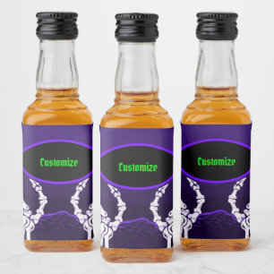 Étiquettes Pour Bouteilles De Liqueur Mains pourpres de squelette