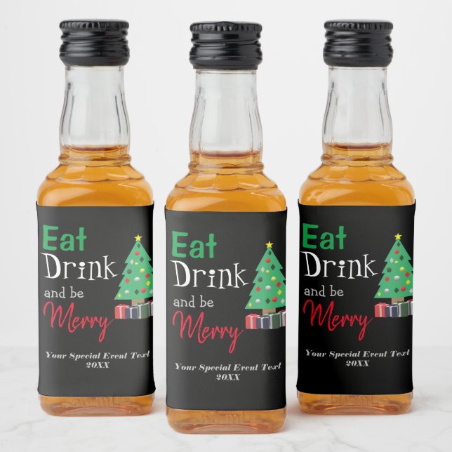Étiquettes Pour Bouteilles De Liqueur Manger, boire et être joyeux (Bouteilles)