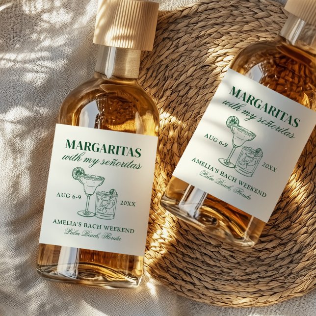 Étiquettes Pour Bouteilles De Liqueur Margaritas Avec My Señoritas Bachelorette Week-End (Créateur téléchargé)