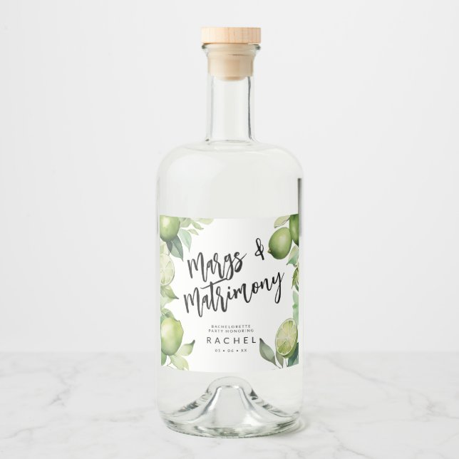 Étiquettes Pour Bouteilles De Liqueur Margaritas tilleuls verts et feuillage (Devant)