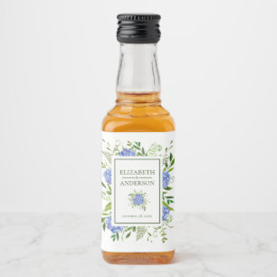 Étiquettes Pour Bouteilles De Liqueur Mariage aux Hortensias Bleus