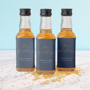 Étiquettes Pour Bouteilles De Liqueur Mariage Bleu Opulent