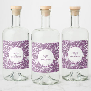 Étiquettes Pour Bouteilles De Liqueur Mariage botanique violet moderne