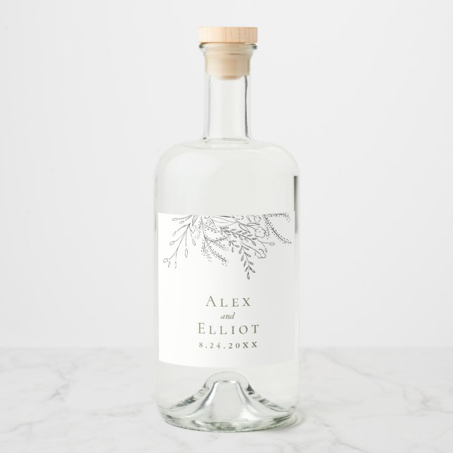 Étiquettes Pour Bouteilles De Liqueur Mariage Bouquet débordant (Devant)