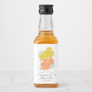 Étiquettes Pour Bouteilles De Liqueur Mariage Cosmos Fleuris Dessinés à la Main de Print