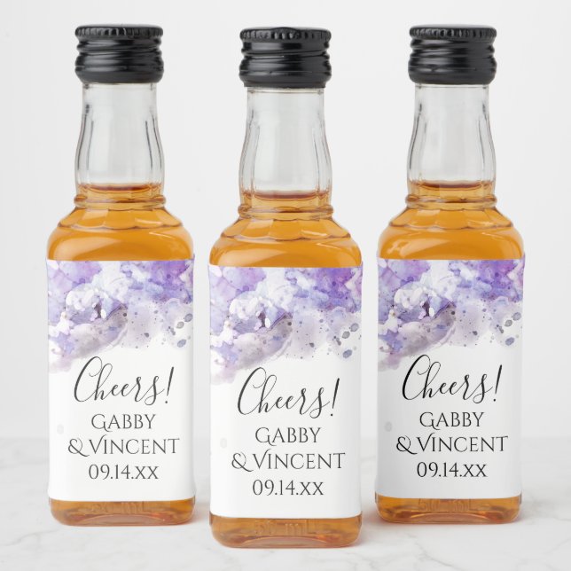 Étiquettes Pour Bouteilles De Liqueur Mariage d'aquarelle violet Lilac Fleurs (Bouteilles)