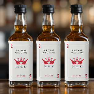 Étiquettes Pour Bouteilles De Liqueur Mariage de carte de poker King & Queen of Hearts C
