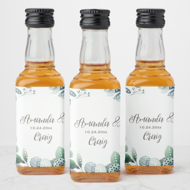 Étiquettes Pour Bouteilles De Liqueur Mariage de feuilles botaniques Eucalyptus (Bouteilles)