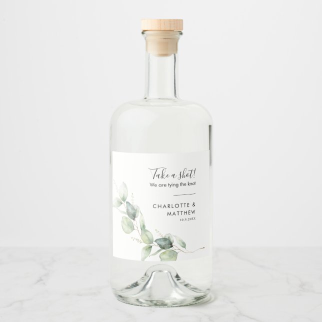 Étiquettes Pour Bouteilles De Liqueur Mariage de l'Eucalyptus botanique prendre une phot (Devant)