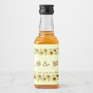 Étiquettes Pour Bouteilles De Liqueur Mariage drôle jaune rustique tournesol
