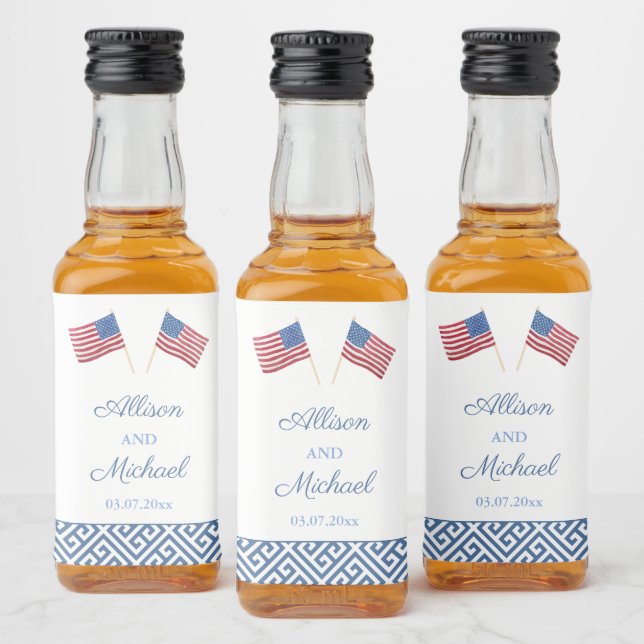 Étiquettes Pour Bouteilles De Liqueur Mariage du drapeau patriotique américain en faveur (Bouteilles)