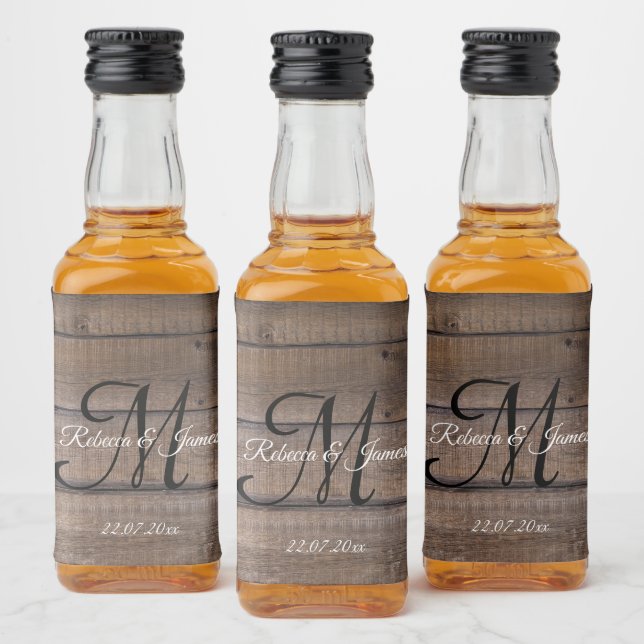 Étiquettes Pour Bouteilles De Liqueur Mariage en bois rustique simple personnalisé (Bouteilles)