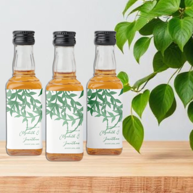 Étiquettes Pour Bouteilles De Liqueur Mariage Feuille rustique (Créateur téléchargé)