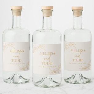 Étiquettes Pour Bouteilles De Liqueur Mariage feutre minimaliste minimaliste de branche 