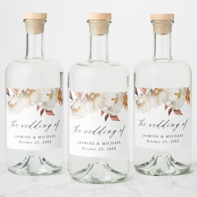 Étiquettes Pour Bouteilles De Liqueur Mariage floral rustique d'automne (Bouteilles)