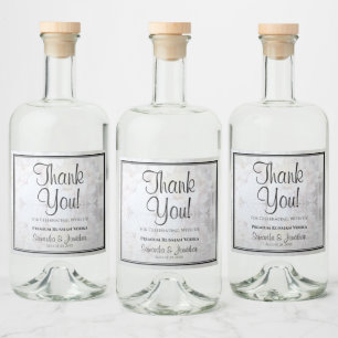 Étiquettes Pour Bouteilles De Liqueur Mariage Merci de réflexion blanc