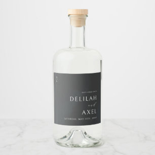 Étiquettes Pour Bouteilles De Liqueur Mariage minimaliste ultra-moderne noir et blanc
