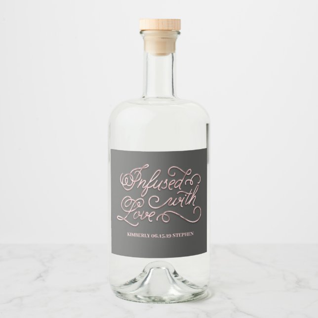 Étiquettes Pour Bouteilles De Liqueur Marié avec amour fait maison (Devant)