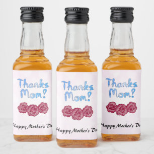 Étiquettes Pour Bouteilles De Liqueur Merci à Maman avec Carnation Flower pour la fête d