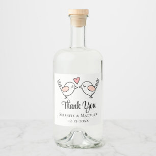 Étiquettes Pour Bouteilles De Liqueur Merci mignon Inséparables Lovebirds Mariage