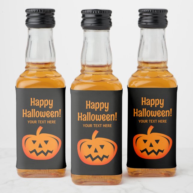 Étiquettes Pour Bouteilles De Liqueur Mini soirée Halloween noir et orange (Bouteilles)