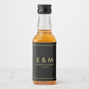 Étiquettes Pour Bouteilles De Liqueur Moderne Élégant Texte Monogramme Or Save the Date