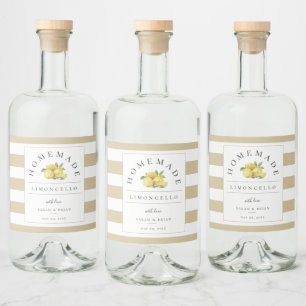Étiquettes Pour Bouteilles De Liqueur Moderne Limoncello Rustique Sandy Beige Stripe