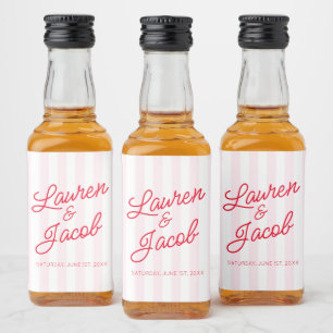 Étiquettes Pour Bouteilles De Liqueur Moderne Minimaliste Rayures Rouges Roses Mariage M