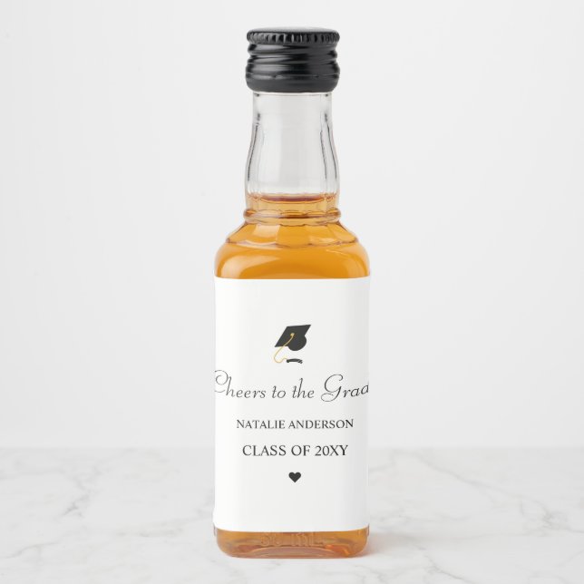 Étiquettes Pour Bouteilles De Liqueur Moderne Simple Noir et Blanc Diplômé (Devant)