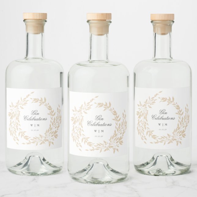Étiquettes Pour Bouteilles De Liqueur Monogram Crest classique Mariage élégant (Bouteilles)