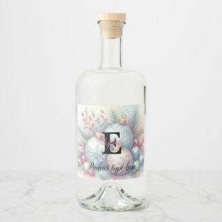 Étiquettes Pour Bouteilles De Liqueur Monogram name Christmas tree ornaments watercolor 