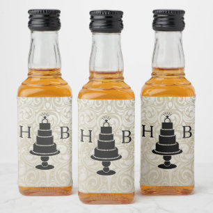 Étiquettes Pour Bouteilles De Liqueur Monogramme de gâteau mariage
