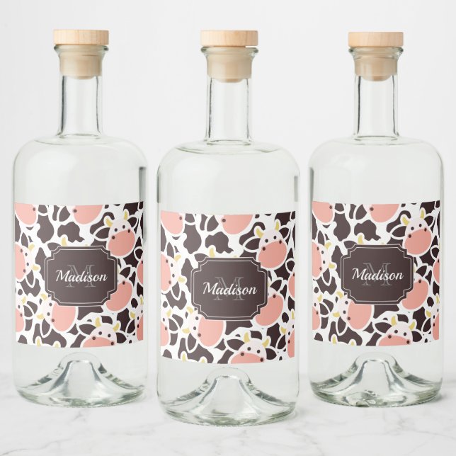 Étiquettes Pour Bouteilles De Liqueur Motif de vache mûre (Bouteilles)