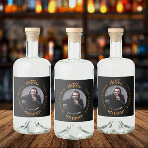 Étiquettes Pour Bouteilles De Liqueur Mythe de l'homme légende photo noir or fête d'anni