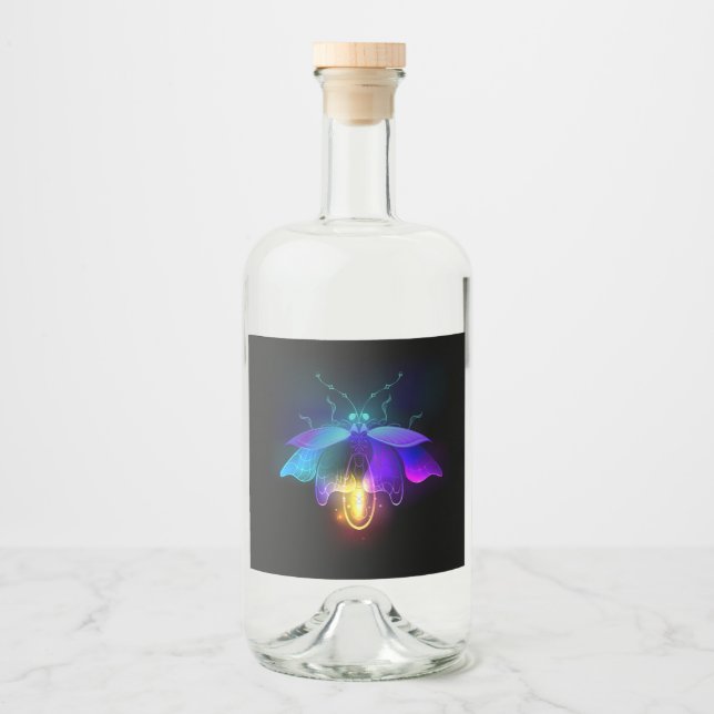 Étiquettes Pour Bouteilles De Liqueur Neon Firefly sur noir (Devant)