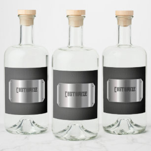 Étiquettes Pour Bouteilles De Liqueur Noir Et Acier